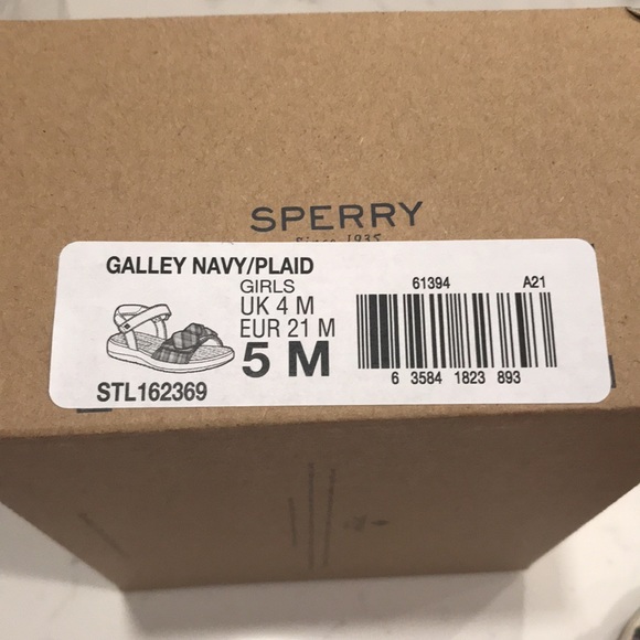 Brand New in box Sperry infant/toddler size 5m Galley navy/plaid sandals - Picture 3 of 4